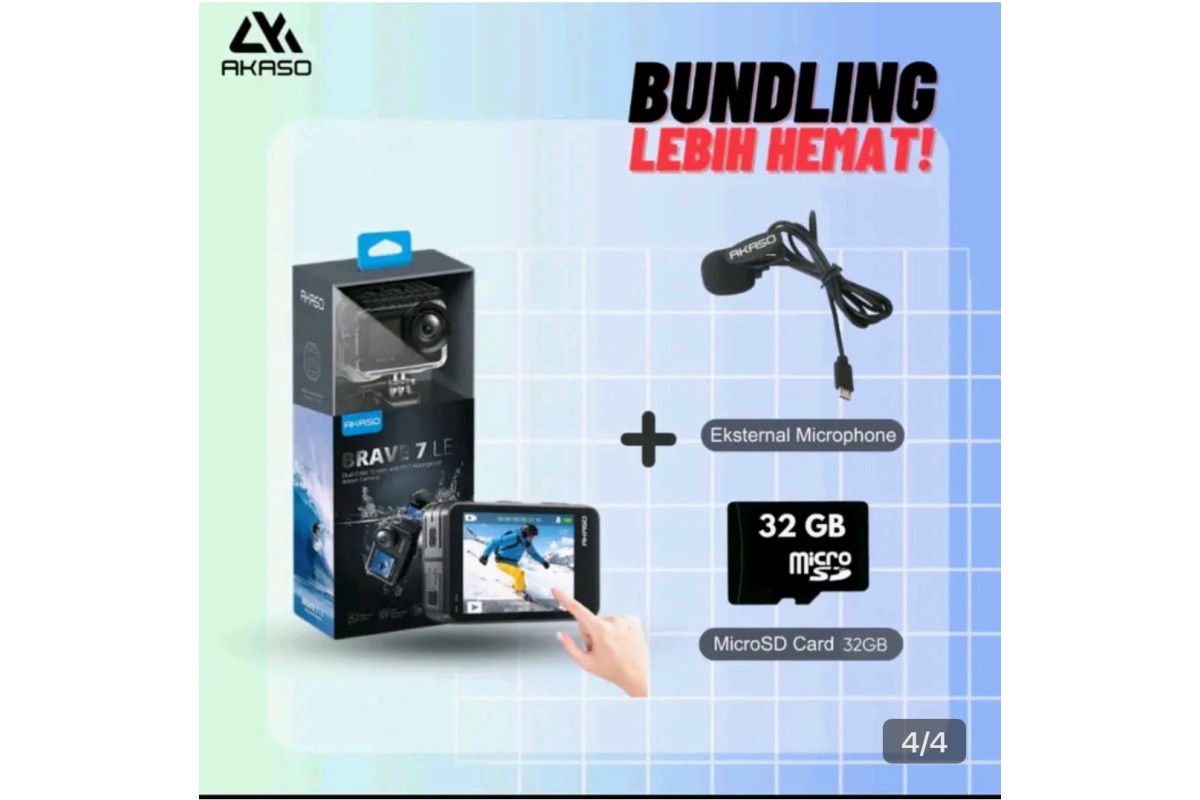 Akaso Brave 7 LE Action Camera 4k 30FPS 20MP Dual Screen - Tanpa Memory,