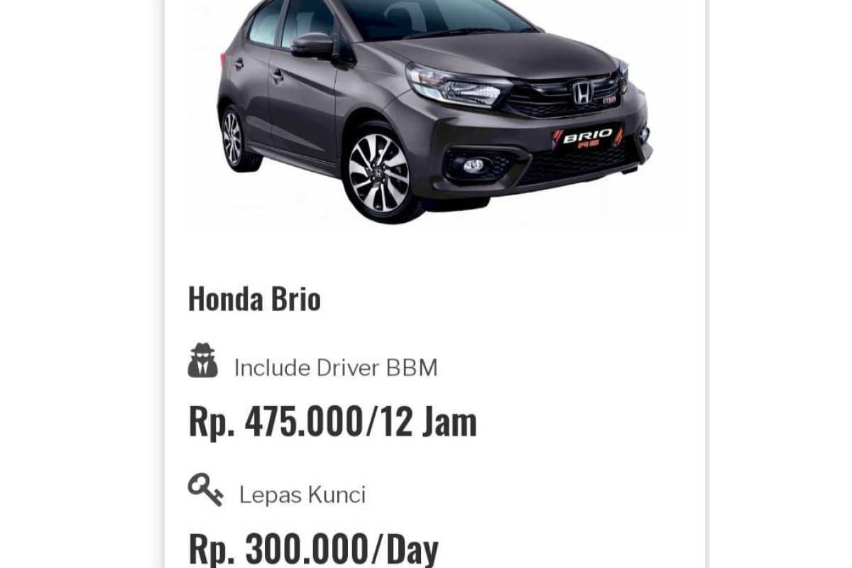 Rental  honda brio Jogja