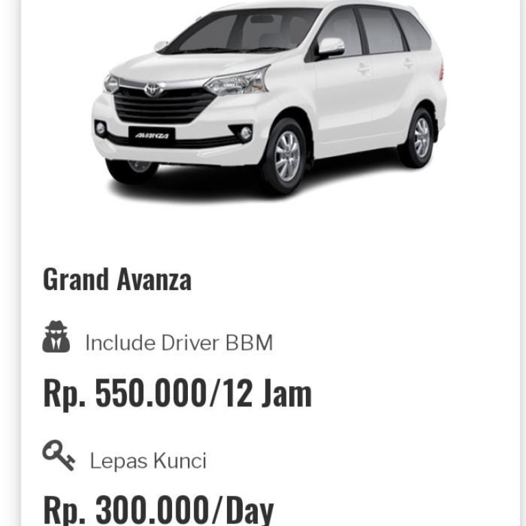 Rental grand Avanza  Jogja