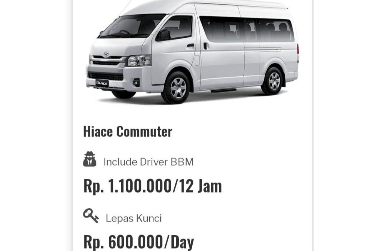Rental hiace commuter  Jogja
