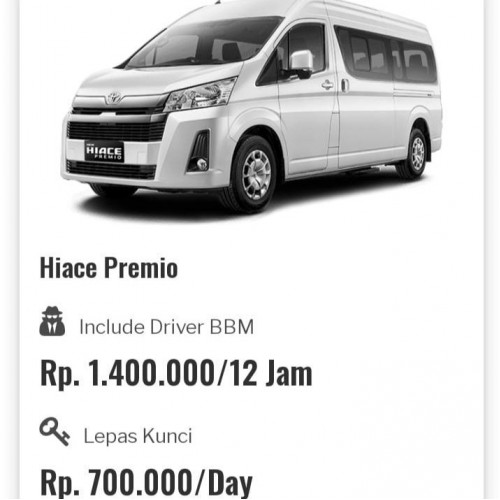 Rental hiace Premio Jogja
