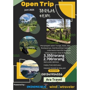 Open Trip Toraja Spesial Lembah Ollon 4D3N